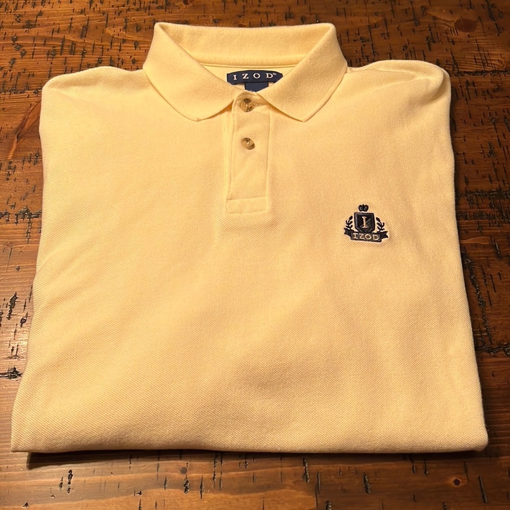 Vintage Izod Cream Long Sleeve Polo shirt size Large